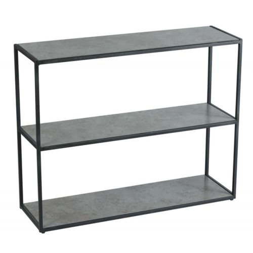 Console En Acier Laqué Anthracite Avec Plateaux En Verre Finition Aspect Céramique - Strate