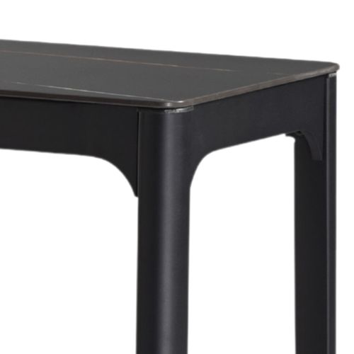 Console Plateau Mdf Placage Céramique Noir Marbré Et Piètement En Acier Laqué Anthracite - Sleek