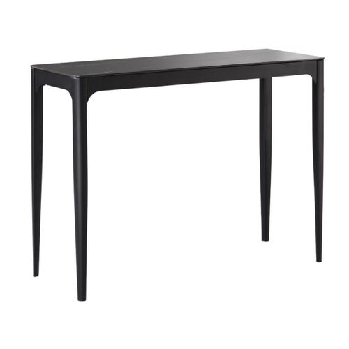 Console Plateau Mdf Placage Céramique Noir Marbré Et Piètement En Acier Laqué Anthracite - Sleek