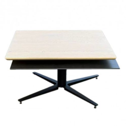 Table Basse Carrée Avec Plateau Supérieur Pivotant En Céramique Finition Chêne Et Acier Marron - Fu