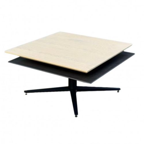 Table Basse Carrée Avec Plateau Supérieur Pivotant En Céramique Finition Chêne Et Acier Marron - Fu