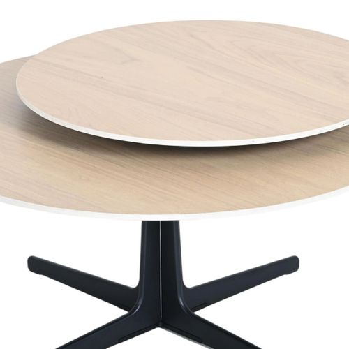 Table Basse Ronde Avec Plateau Supérieur Pivotant En Céramique Finition Chêne - Satellit