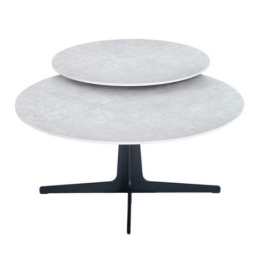 Table Basse Ronde Avec Plateau Supérieur Pivotant En Céramique Finition Gris Ardoise - Satellit