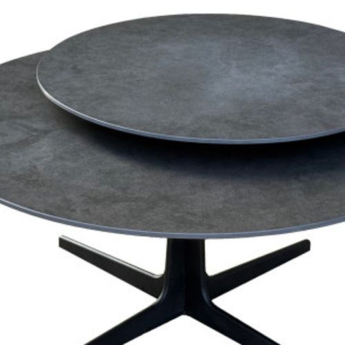 Table Basse Ronde Avec Plateau Supérieur Pivotant En Céramique Finition Acier Marron - Satellit