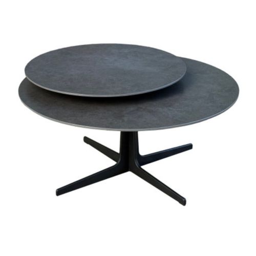 Table Basse Ronde Avec Plateau Supérieur Pivotant En Céramique Finition Acier Marron - Satellit