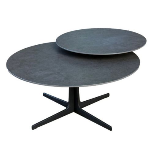 Table Basse Ronde Avec Plateau Supérieur Pivotant En Céramique Finition Acier Marron - Satellit