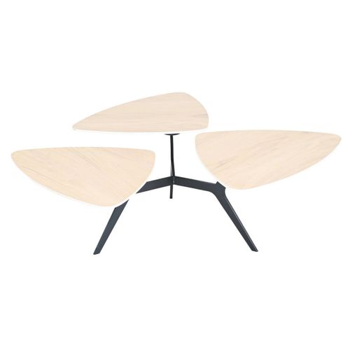 Table Basse Avec 3 Plateaux Pivotants En Céramique Finition Chêne - Nexus