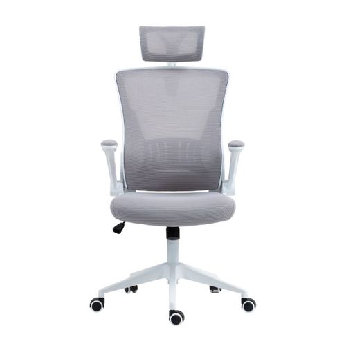 Fauteuil De Bureau En Maille Gris Avec Appui-tête Et Accoudoirs Réglables - Axium