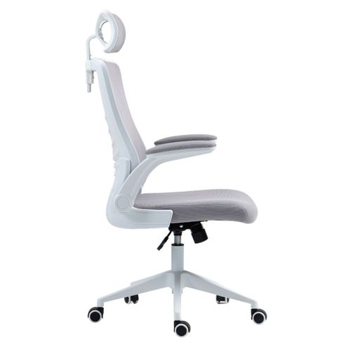 Fauteuil De Bureau En Maille Gris Avec Appui-tête Et Accoudoirs Réglables - Axium