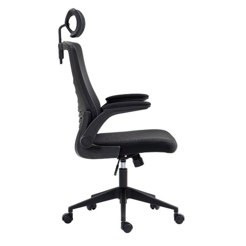 Fauteuil De Bureau En Maille Noir Avec Appui-tête Et Accoudoirs Réglables - Axium