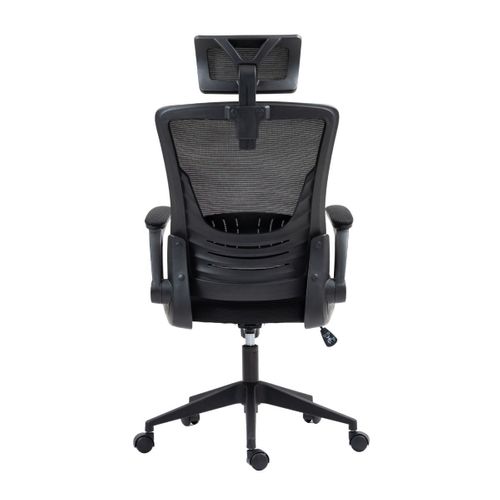 Fauteuil De Bureau En Maille Noir Avec Appui-tête Et Accoudoirs Réglables - Axium