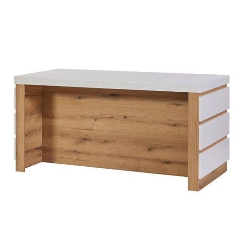 Ensemble Meuble De Cuisine + Ilot Finition Blanc Et Bois - Dualis