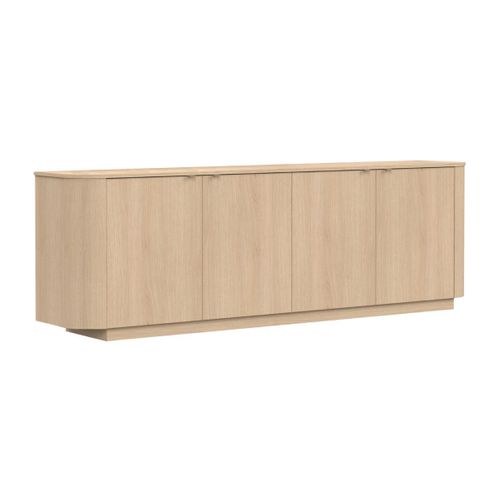Buffet 4 Portes Aspect Chêne Clair Design Coins Arrondis - Adill