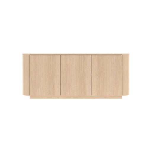 Buffet 3 Portes Aspect Chêne Clair Design Coins Arrondis - Adill