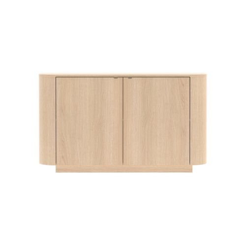 Buffet 2 Portes Aspect Chêne Clair Design Coins Arrondis - Adill