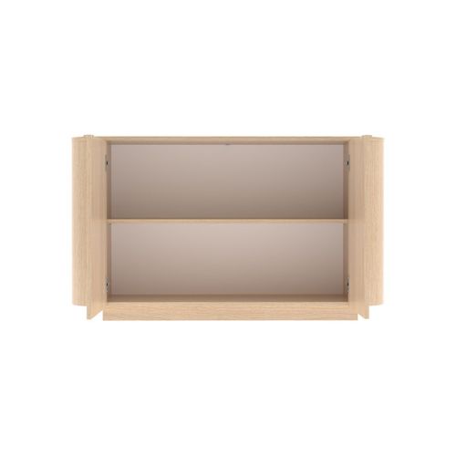 Buffet 2 Portes Aspect Chêne Clair Design Coins Arrondis - Adill