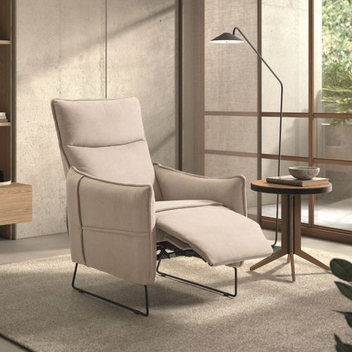Fauteuil Relax Design En Tissu Beige Piètement Métal Luge - Hassan