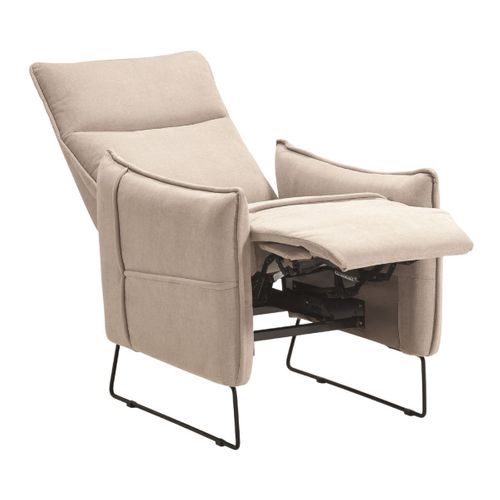 Fauteuil Relax Design En Tissu Beige Piètement Métal Luge - Hassan