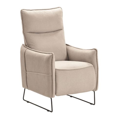Fauteuil Relax Design En Tissu Beige Piètement Métal Luge - Hassan