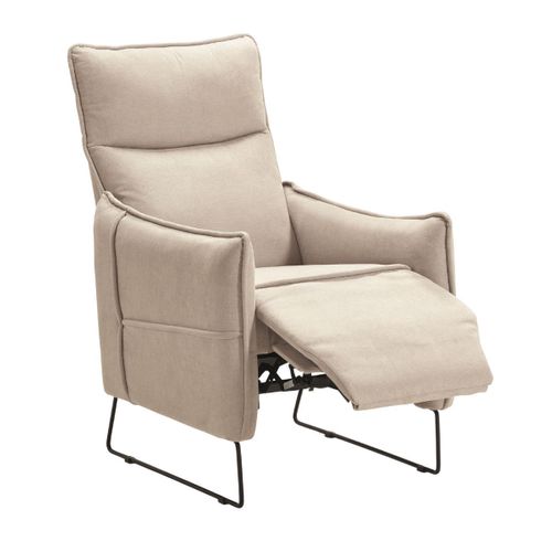 Fauteuil Relax Design En Tissu Beige Piètement Métal Luge - Hassan