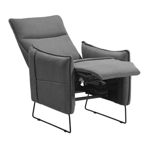 Fauteuil Relax Design En Tissu Gris Foncé Piètement Métal Luge - Hassan