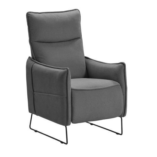 Fauteuil Relax Design En Tissu Gris Foncé Piètement Métal Luge - Hassan