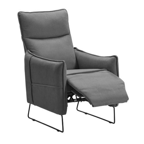 Fauteuil Relax Design En Tissu Gris Foncé Piètement Métal Luge - Hassan