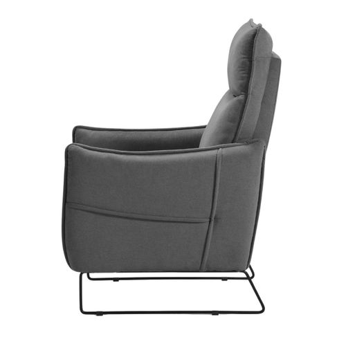 Fauteuil Relax Design En Tissu Gris Foncé Piètement Métal Luge - Hassan