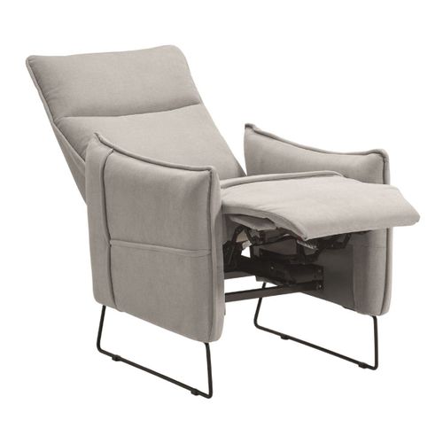 Fauteuil Relax Design En Tissu Gris Clair Piètement Métal Luge - Hassan