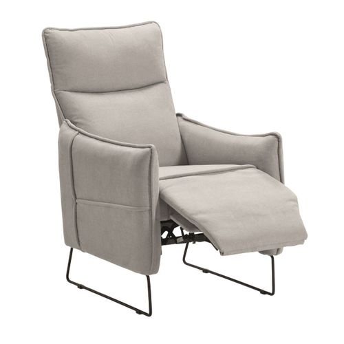 Fauteuil Relax Design En Tissu Gris Clair Piètement Métal Luge - Hassan