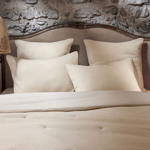 Taie D'oreiller 60x60cm En Coton Nid D'abeille Coloris Pampa - Almara