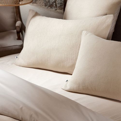 Taie D'oreiller 50x70cm En Coton Nid D'abeille Coloris Pampa - Almara