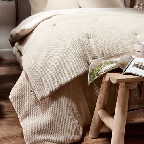 Housse De Couette 260x240cm En Coton Nid D'abeille Coloris Pampa - Almara