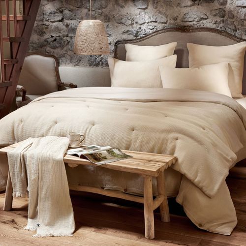 Chemin De Lit 90x200cm En Coton Nid D'abeille Coloris Pampa - Almara