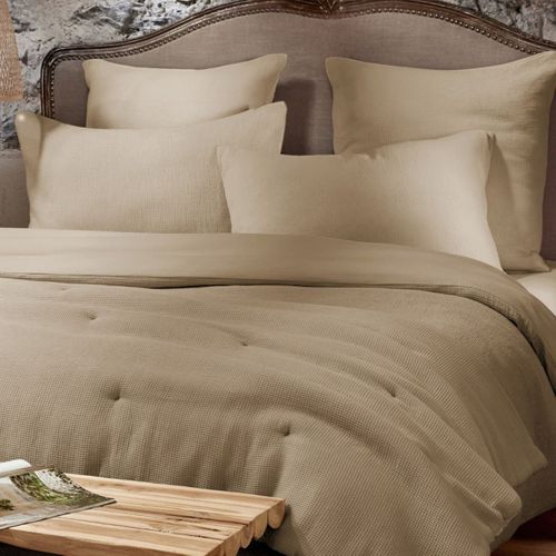 Taie D'oreiller 80x80cm En Coton Nid D'abeille Coloris Ficelle - Almara