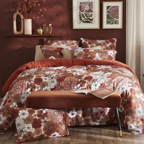Taie D'oreiller 50x70cm Gaze De Coton Imprimé Floral Coloris Terracotta - Anastasia