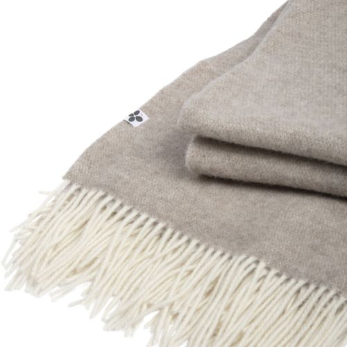Plaid à Franges 140x200cm En Laine Et Cachemire Beige Uni - Pacome