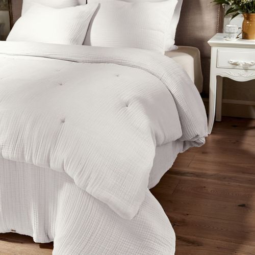 Chemin De Lit 90x200cm Gaze De Coton Uni Coloris Chantilly - Inalia