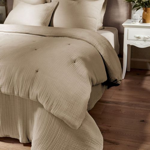 Chemin De Lit 90x200cm Gaze De Coton Uni Coloris Ficelle - Inalia