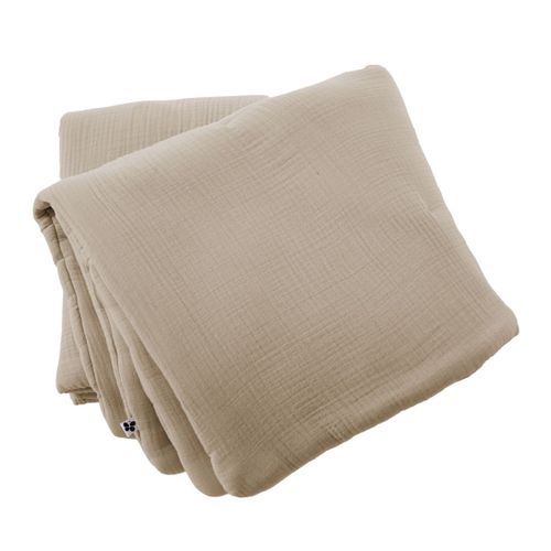 Chemin De Lit 90x200cm Gaze De Coton Uni Coloris Ficelle - Inalia