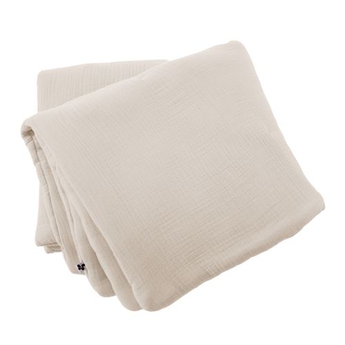 Chemin De Lit 90x200cm Gaze De Coton Uni Coloris Pampa - Inalia