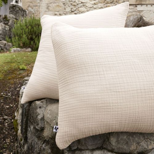 Taie D'oreiller 60x60cm Gaze De Coton Coloris Pampa - Inalia