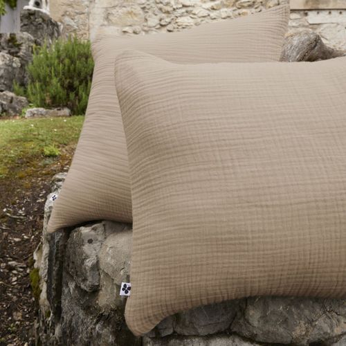 Taie D'oreiller 50x70cm Gaze De Coton Coloris Ficelle - Inalia