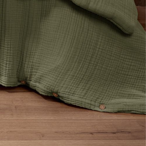 Housse De Couette 260x240cm Gaze De Coton Coloris Romarin - Inalia
