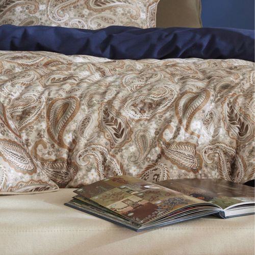 Chemin De Lit 90x200cm Velours Imprimé Cachemire Coloris Beige - Valesia