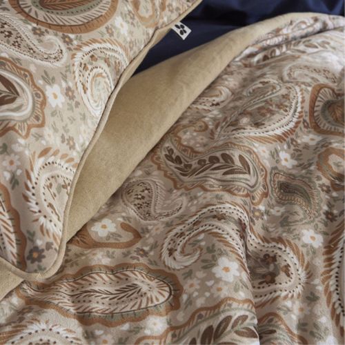 Chemin De Lit 90x200cm Velours Imprimé Cachemire Coloris Beige - Valesia