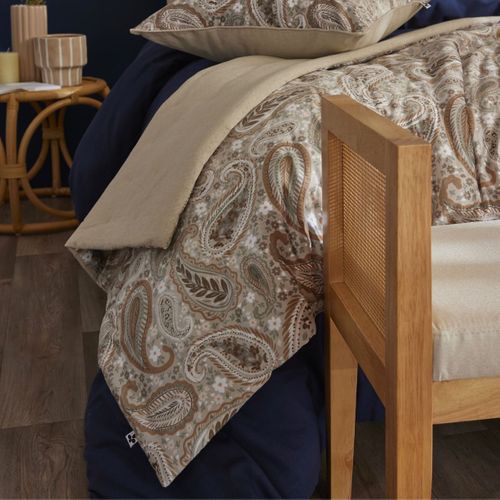 Chemin De Lit 90x200cm Velours Imprimé Cachemire Coloris Beige - Valesia