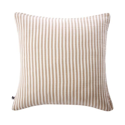 Taie D'oreiller 60x60cm Gaze De Coton Tissé Rayé Beige - Romelia
