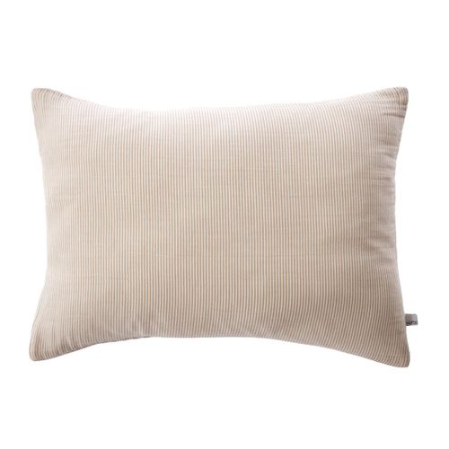 Taie D'oreiller 50x70cm Gaze De Coton Tissé Rayé Beige - Romelia