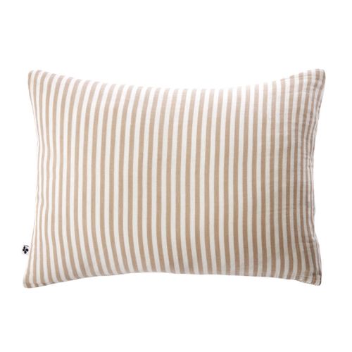Taie D'oreiller 50x70cm Gaze De Coton Tissé Rayé Beige - Romelia
